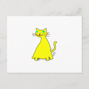 Gult Tjock Katt Vykort