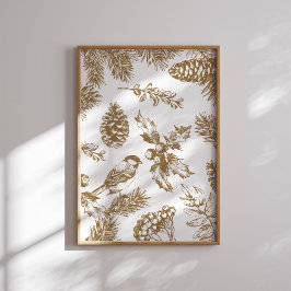 Gult Toile jul Bird and Gräs Poster