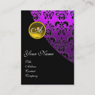GULT TOPAZ DAMASK MONOGRAM, lila violet Visitkort
