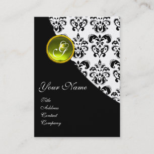 GULT TOPAZ DAMASK MONOGRAM VISITKORT