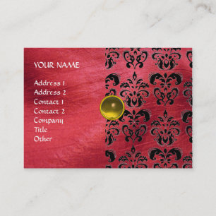 GULT TOPAZ MON, RED DAMASK SILKE,Grått Agatha Visitkort