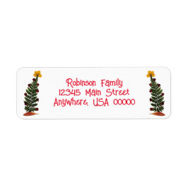 Gult Torkad Tryck på blomman Julgran Returadress Etikett