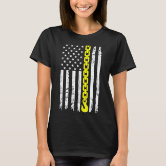 Gult Tow Krok Chain Flagga America USA Tow Lastbil T Shirt