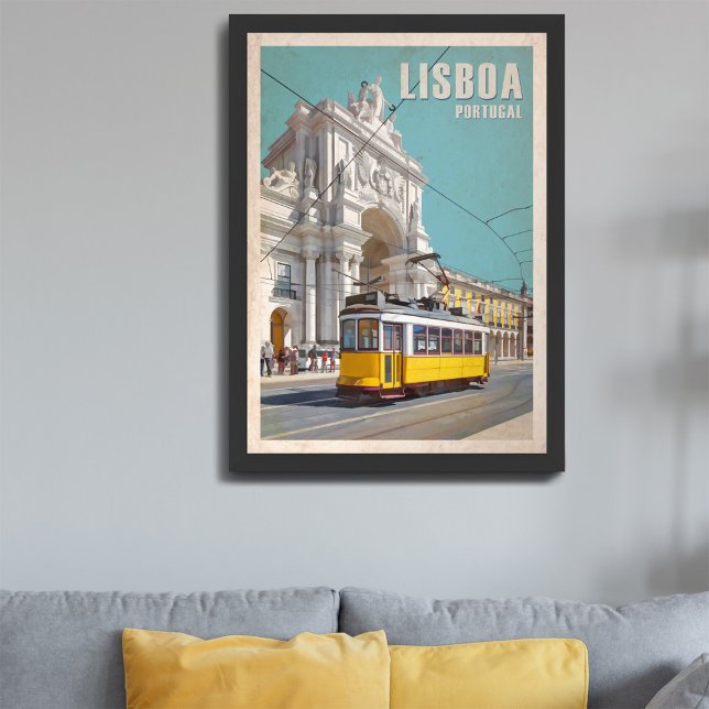 Gult Tram, Augusta Street Arch. Lissabon, Portugal Fototryck (Skapare uppladdad)