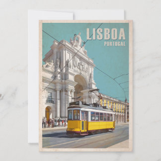 Gult Tram, Augusta Street Arch. Lissabon, Portugal Tack Kort