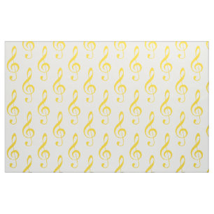 Gult Treble Clef Mönster Fabric Tyg