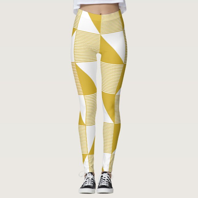Gult Triangles: Linjärt sömlöst Mönster. Leggings (Framsida)