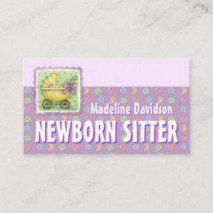 Gult Trolley Newborn Babysittande Lila Visitkort