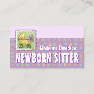 Gult Trolley Newborn Babysittande Lila Visitkort