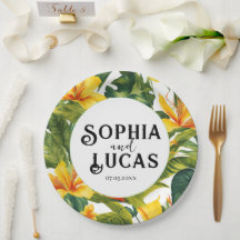 Gult Tropical Blommigt Bröllop