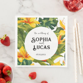 Gult Tropical Blommigt Bröllop Pappersservett