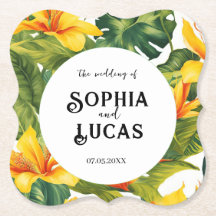 Gult Tropical Blommigt Bröllop