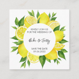 Gult Tropical Citrus Monogram Bröllop Tilläggskort