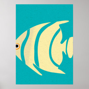 Gult Tropical Fish Stencil Poster