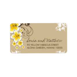 Gult Tropical Hibiscus Bröllop Adressetiketter