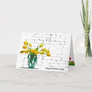 Gult Tulies på Brick Mors dag Card Kort