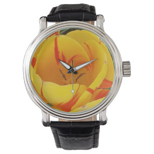 Gult Tulip Black Strap Watch Armbandsur