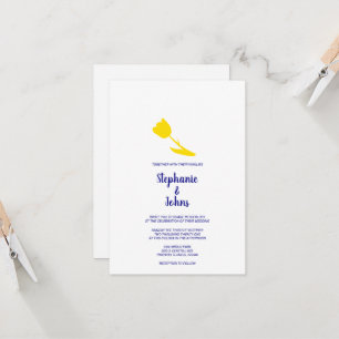 Gult Tulip Blommigt Navy White Söt Bröllop Inbjudningar