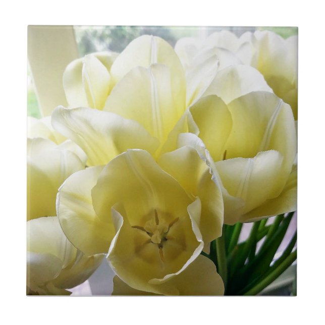 Gult Tulip Bouquet Kakelplatta (Framsidan)