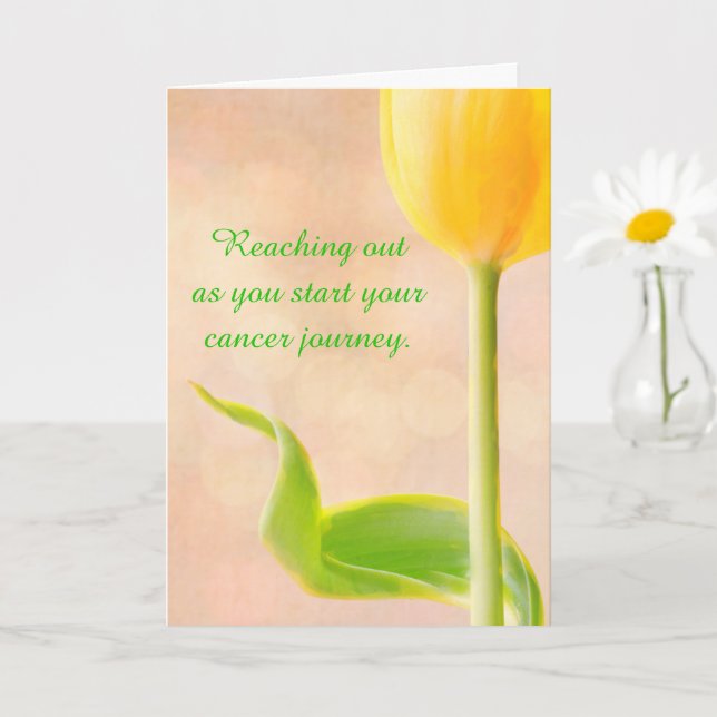 Gult Tulip Cancer-stöd - mappat gratulationskort Kort (Liten växt)
