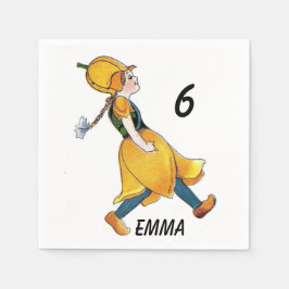 Gult Tulip Cute Flower Blommigt Birthday Girl Pappersservett