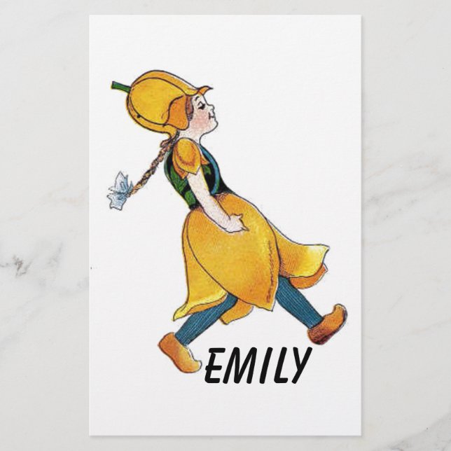 Gult Tulip Cute Flower Child Blommigt Funny Girl Brevpapper (Framsida)