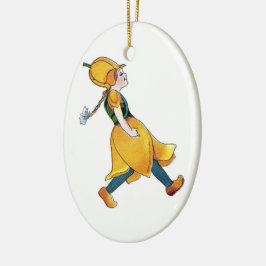 Gult Tulip Cute Flower Child Blommigt Funny Girl Julgransprydnad Keramik