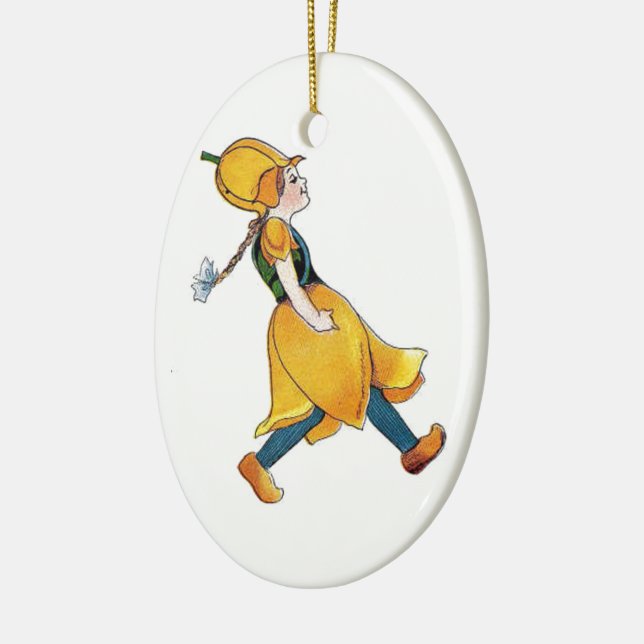 Gult Tulip Cute Flower Child Blommigt Funny Girl Julgransprydnad Keramik (Vänster)