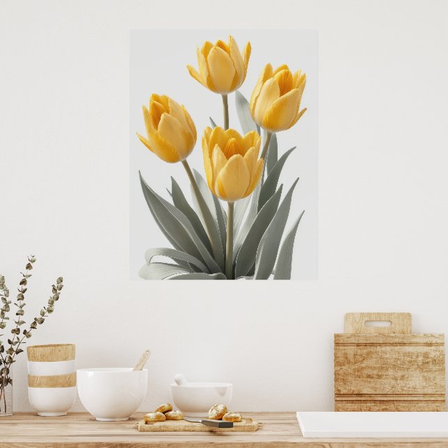 Gult Tulip Flower Poster (Kök)