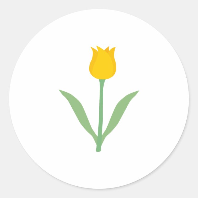 Gult Tulip Flower. Runt Klistermärke (Framsida)