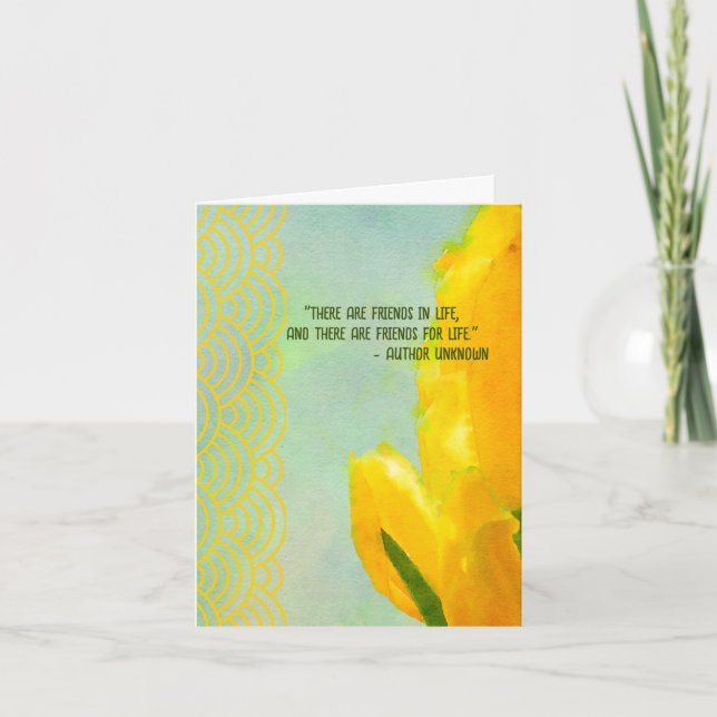 Gult Tulip Friends for Life Blank Greeting Card Kort (Framsida)