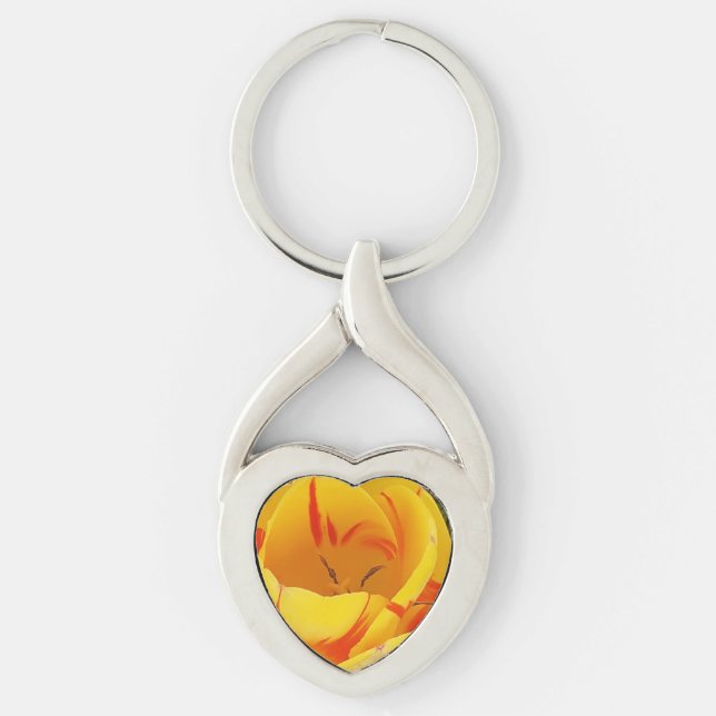 Gult Tulip Metall Nyckelring (Framsidan)