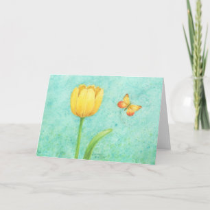 Gult Tulip och Butterfly Blank valfritt Tillfälle- Kort