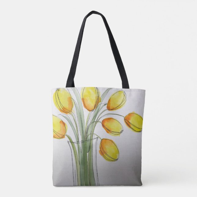 Gult Tulip Tote Tygkasse (Baksida)