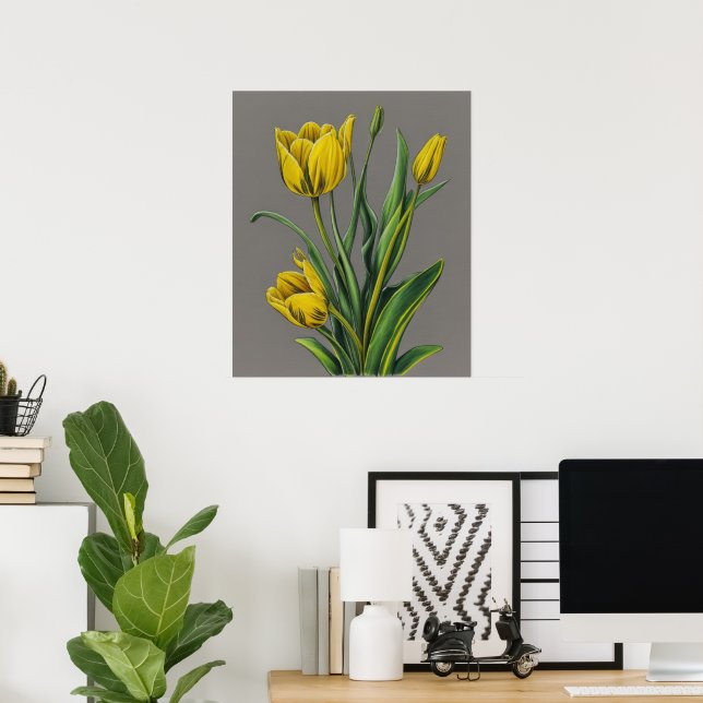 Gult Tulip Watercolor Flower Poster (Hemmakontoret)