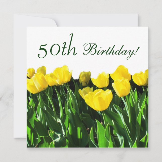 Gult Tulips 50:e Födelsedagsfest inbjudan (Framsida)