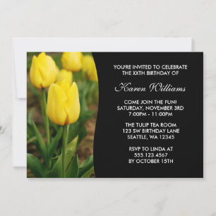 Gult Tulips Blommigt Födelsedagsfest Inbjudningar