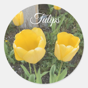 Gult Tulips Classic Round Sticker Runt Klistermärke