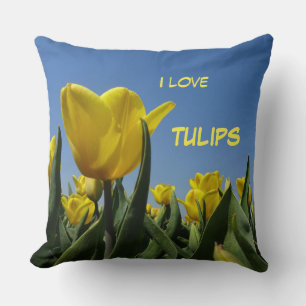Gult Tulips Fält Cust. Text Dekorativ kudde