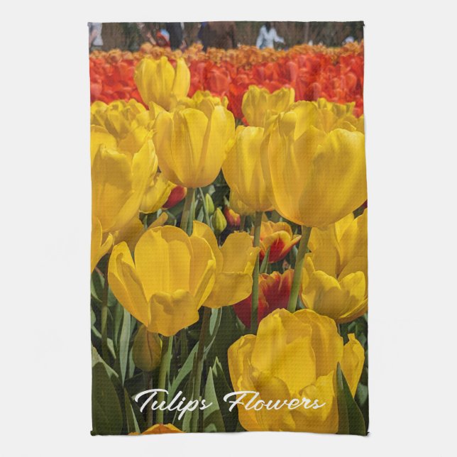 Gult Tulips Flower Älskare Kitchen Tea Towel Kökshandduk (Vertikal)