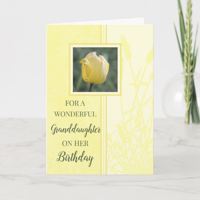 Gult Tulips Granddotter Birthday Kort (Framsida)