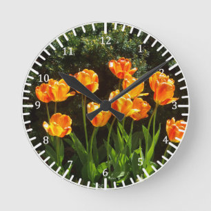 Gult Tulips-klocka Rund Klocka