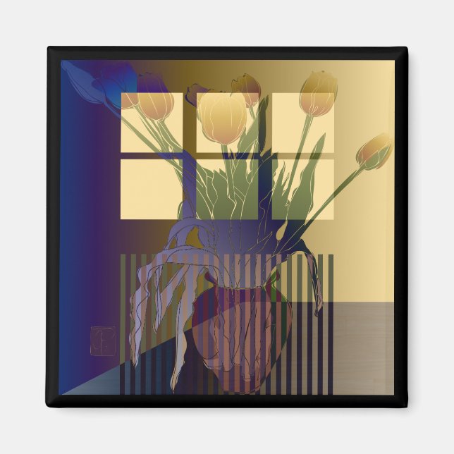 Gult Tulips Magnet (Framsidan)