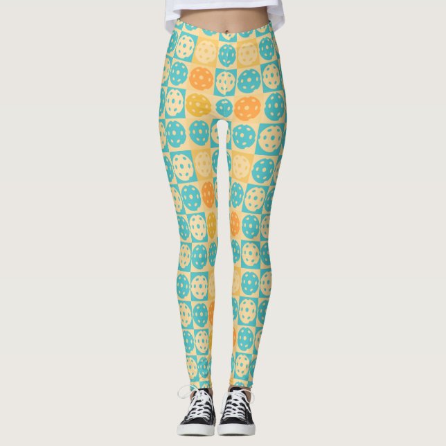 Gult Turcoise Beach Inspired Pickleball Leggings (Framsida)