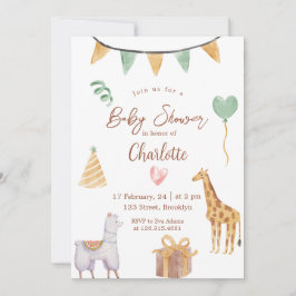Gult Turkos Cute Watercolor Baby Shower Inbjudningar