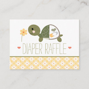 Gult Turtle in Diaper Raffle Biljett Tilläggskort