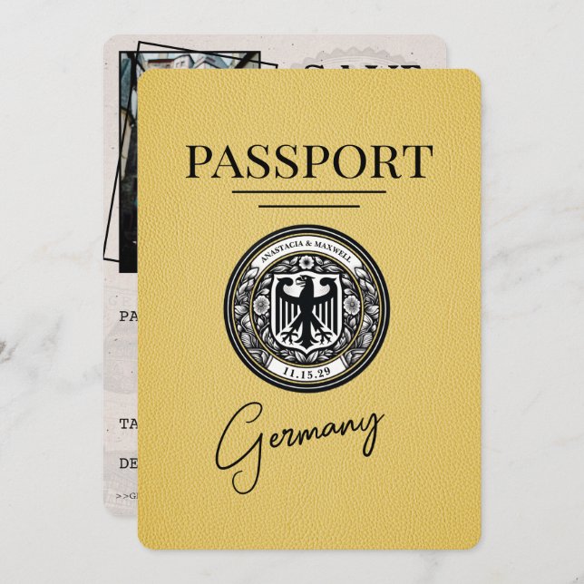 Gult Tyskland Passport-spara datum Spara Datumet (Fram/baksida)