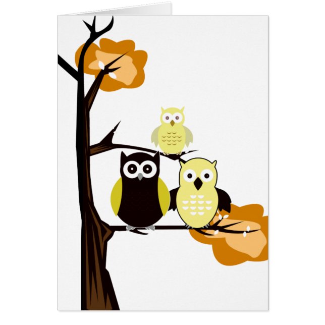 Gult Uggla Hälsningskort (Framsidan)