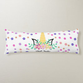 Gult Unicorn Flower Print Body Pillow Kroppskudde
