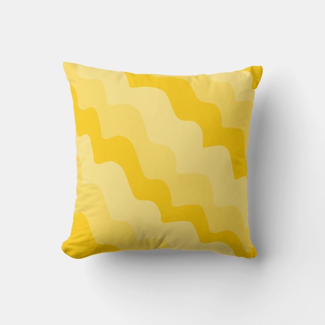 Gult vågigt havets vinkara övertoning kudde (Framsida)